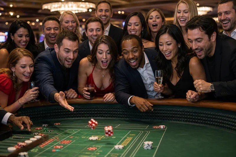 Las Vegas Night — goście przy stole craps