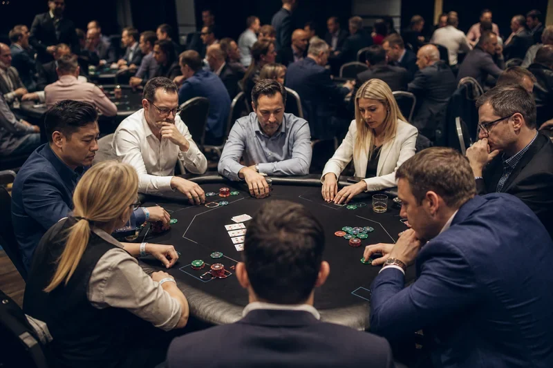 Stół pokerowy podczas turnieju firmowego